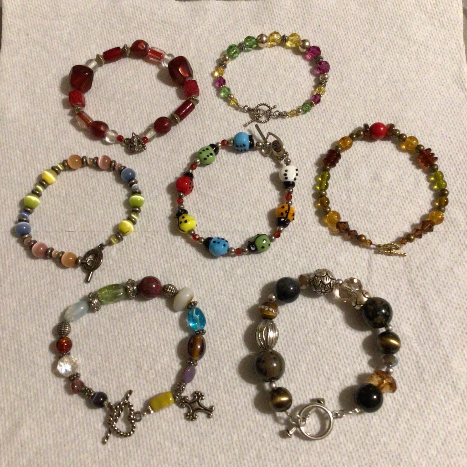 Multicolor Beaded Toggle Bracelet Lot  Spacers En… - image 10