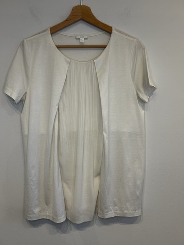 COS White Pleat Front Short Sleeves Women’s Blouse Top Small S Work Office