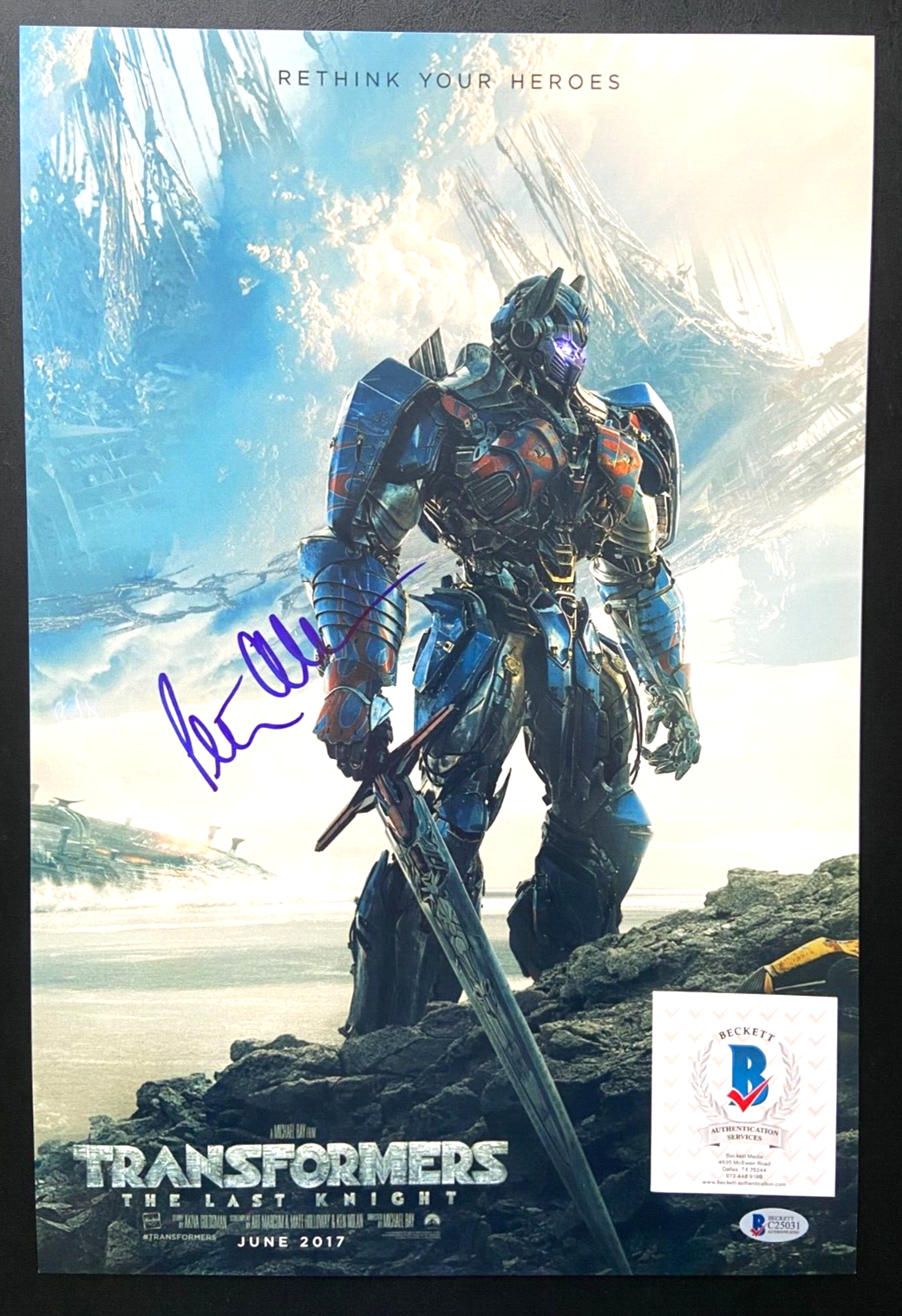 PETER CULLEN SIGNED TRANSFORMERS 12X18 MOVIE POSTER PHOTO OPTIMUS PRIME BAS 