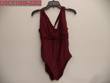 Kona Sol Women's Burgundy Macrame Medium Coverage One Piece Swimsuit, Size L