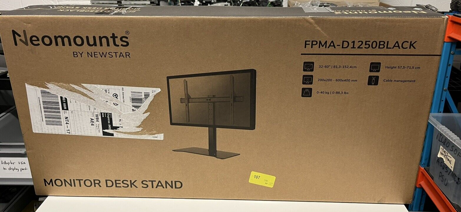 Neomounts by Newstar FPMA-D1250 Black Screen Mount Desk Stand/32-60""/0-40KG