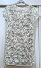 NWT Ann Taylor Loft Crochet Mini Dress Ivory Lined Short Sleeve Cotton Blend 10P