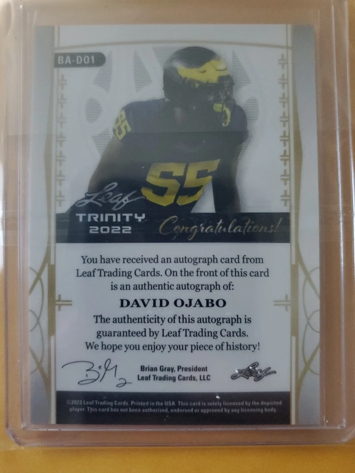 2022 Leaf Trinity David Ojabo RC Rookie AUTO #4/10 SSP - Image 2 of 2
