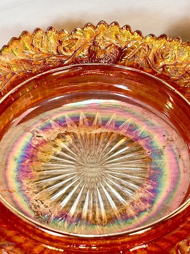 Stunning Antique Imperial Glass Open Rose In Marigold Butter Dome Dish - Picture 15 of 17
