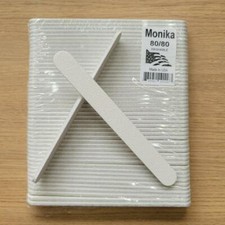 Monika Acrylic Nail File 7" White Grit 80/80 50pcs USA F010