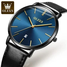 Waterproof Quartz Watch Men's OLEVS Luminous Luxury Business Leather Men Strap