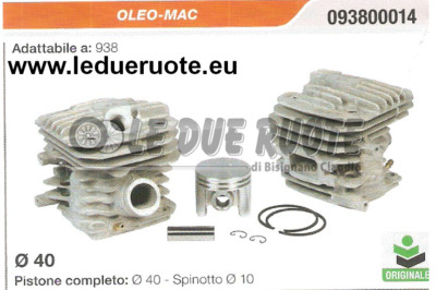 093800014 Cylinder And Piston OLEO-MAC 938 Chainsaw Original Ø 40