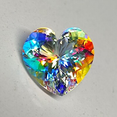 Magical Mystic Topaz Loose Gemstone, Fantasy Cut Stone 50 Ct Heart Shape Rainbow
