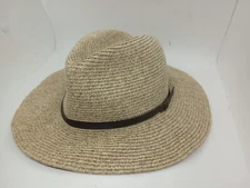 Sun N Sand Beige & Brown Straw Fedora Womens Sun Hat One Size Fits Most