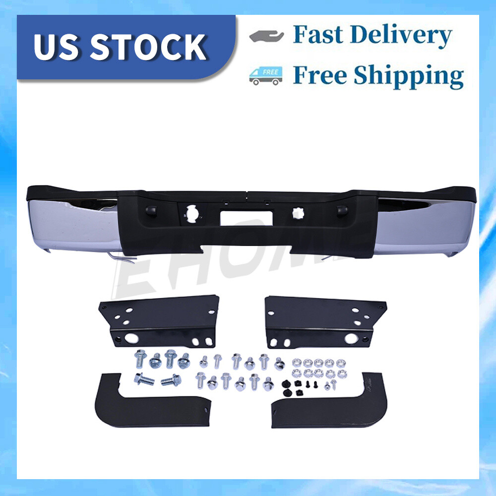 NEW Chrome Rear Steel Step Bumper W/O For 2007-2010 GMC Sierra 2500HD 3500HD