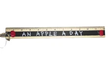 12" Wooden Ruler -- NEW -- An Apple A Day -- Home Styles by Hermitage Pottery 