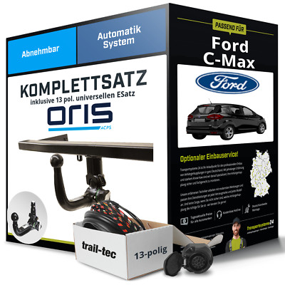 Für FORD C-Max II Typ DXA,CB7 Anhängerkupplung abnehmbar +eSatz 13pol uni. 10-