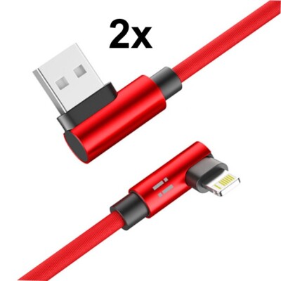 2x 1m Nylon Gaming USB Ladekabel Winkel 90 Grad für iPhone 13 Pro Max mini iPad