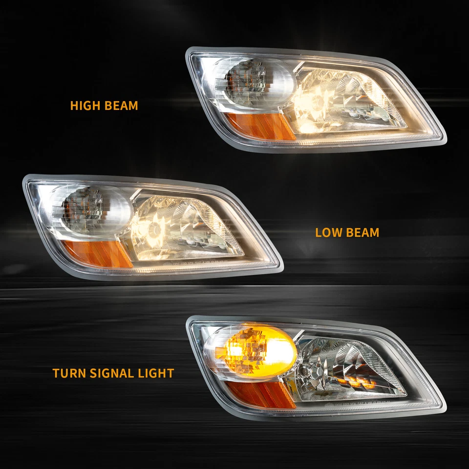 1Pair Set Fit For Hino 2006-2019 Truck Headlight Assembly Silver Grey All Bulbs Foto 3 de 4