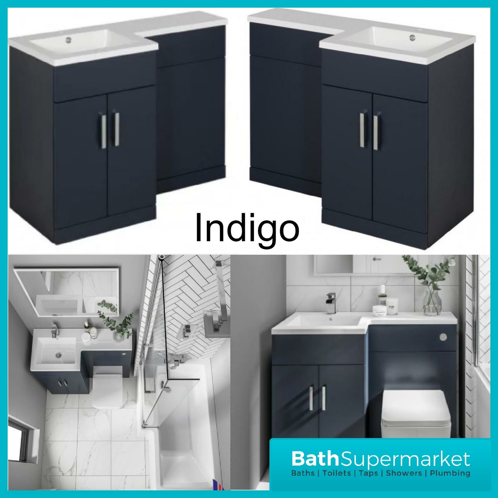 L Shape Bathroom Furniture Suite Resin Basin BTW Toilet Vanity WC Unit ...