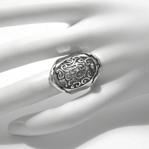 925 Sterlingsilber ausgefallener Wirbel Design ovaler Ring Größe 5-10 - Bild 3 von 3