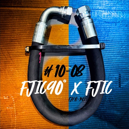 1/2” x 12” Hydraulic Hose Assembly with 5/8 JIC 90°, #10 FEMALE JIC End (7/8-14)