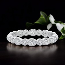 14k White Gold Engagement Eternity Band Lab Grown 1 Carat Pear Diamond E F  VVS2