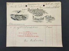 1897 antique HAGERSTOWN TABLE WORKS maryland BILLHEAD extension tables