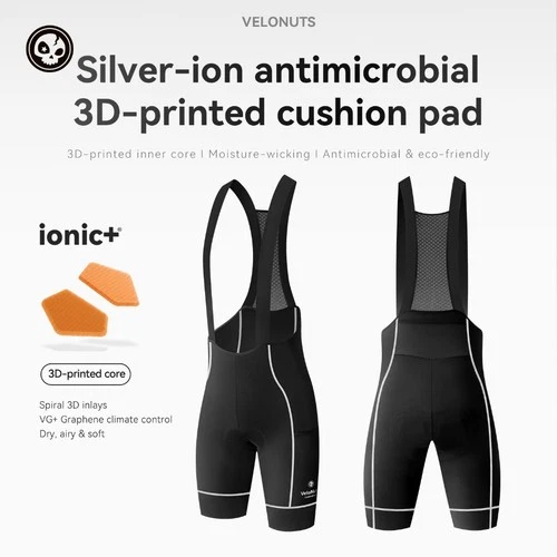 ROCKBROS VNS Cycling Bib Shorts 3D-Printed Cushion Pad Silver lon Antimicrobial