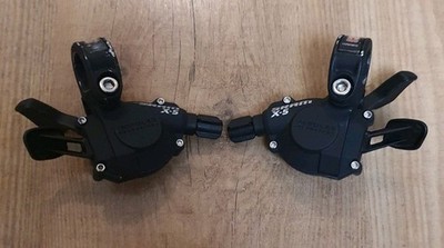 SRAM X-5 (Impulse Technology) Schalthebel in Schwarz/Silber/Weiß/Rot (Paar) GEBRAUCHT