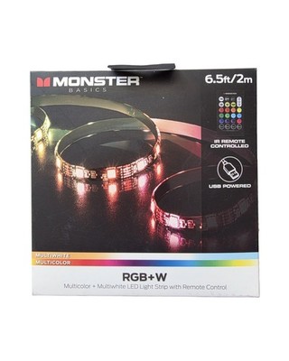 Monster 6.5ft LED Multi-color Light Strip with Remote, Multi-white, USB Plug