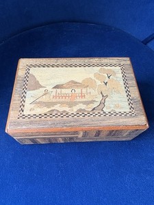 Vintage Japanese Puzzle Box Handmade Marquetry-