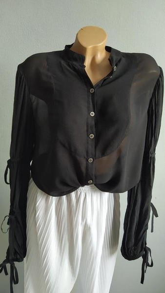 Women AllSaints Shirt Black Silk 38 / M / 46 #4W15
