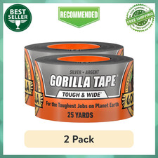 2 pack Gorilla Tape Tough Wide, Silver Tape, 2.88" x 25 yd