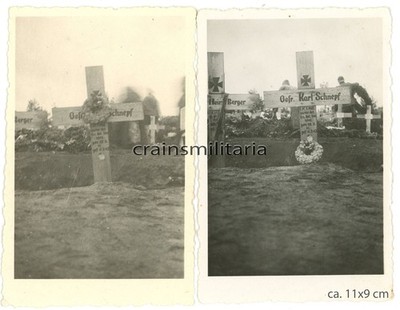 2x Orig. Foto Grab 323.ID Soldat im Friedhof MINSK Weissrussland 1943
