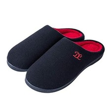 Mens Memory Foam Slippers Slip on, Comfy House Slippers For Mens 9-10 Black
