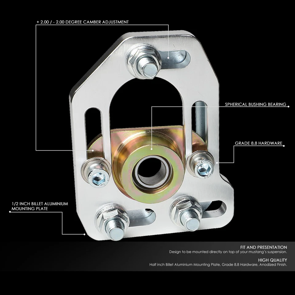 KIT PLACAS GIRATORIAS AJUSTABLES DELANTERAS +/-3.0 CAMBER +/-2.0 FORD MUSTANG 79-89 Foto 2 de 4