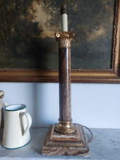 Stunning Early 20th Century French Empire Alabaster and Gilt Columnar Table Lamp