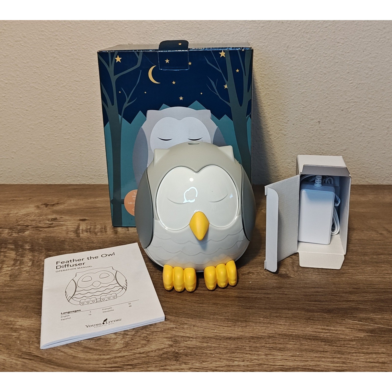 Young Living Feather the Owl Diffuser Kids Grey White Noise 