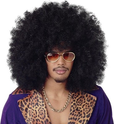Super Jumbo Afro Wig Black Disco Fancy Dress Halloween Adult Costume Accessory