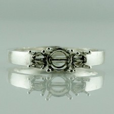 925 Sterling Silver 3.5mm Round Semi Mount Three-Stone Ring For Wedding Ring