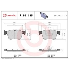 Kit De Plaquettes De Frein Frein À Disque Brembo P61135 Prime Line pour Citroën