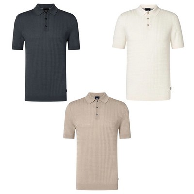 JOOP! Men's Embroidered Polo - Vanceo, Cotton, Striped Textured