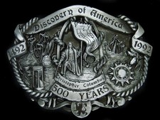 UC11143 NOS VINTAGE 1992  DISCOVERY OF AMERICA  COMMEMORATIVE BELT BUCKLE