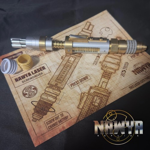 NAWYA Dctor Who Metal Sonic Screwdriver Colorful Light Golden Scalable Prop Toys - Picture 7 of 9