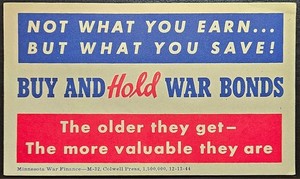Buy Hold War Bonds Flyer WWII Patriotic Minnesota MN War Finance 1944 VF-XF