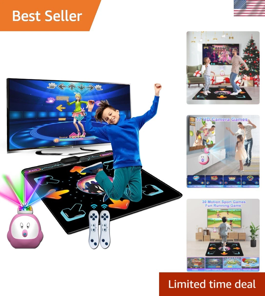 Electronic Dance Mat with 100+ Games & 200 Songs - Family Fun for Kids & Adults