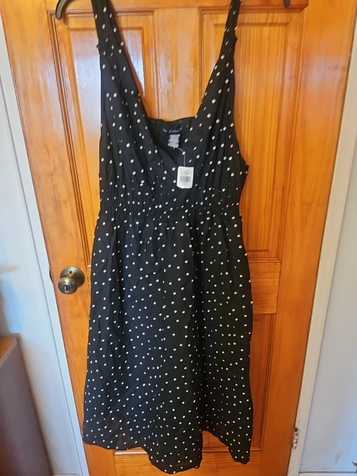 Vestido de Verano Mile Gabrielle Algodón Negro Blanco Lunares Talla 26W Nuevo con Etiquetas Mostrar Muestra Foto 3 de 4