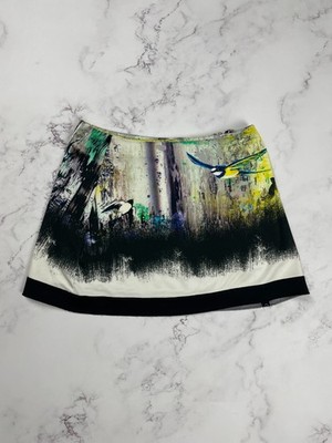 Just Cavalli Women Skirt swallow Print Y2K Designer Mini Sz 38 Duties Paid (USA)
