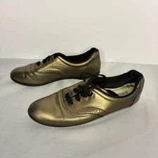 Daniel Green Luxe Shoes Dark Gold Leather Loafers Vintage 80s Women US 8.5M USA