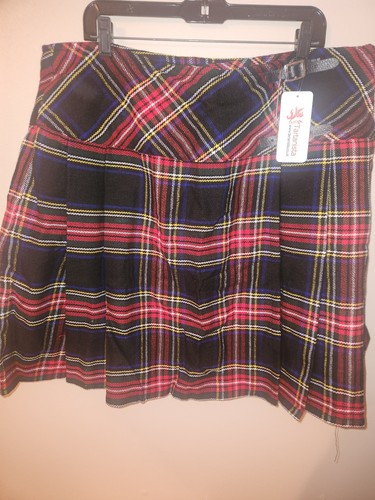 Womens Kilt Mini Skirt Size 20 Black Stewart Tartan NWT - Picture 1 of 6