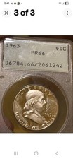 1963 Proof Franklin Half RATTLER  Lots Of Frost Cameo On This PCGS PR66 OGH