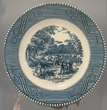 Currier & Ives "Old Grist Mill" Saucer 6.5โ By Royal China Made in USA (Set 2)