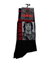 Rambo Crew Socks Sylvester Stallone Movie Black Graphic Men's 7-12 NWT