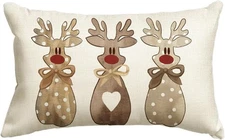 AVOIN colorlife Christmas Polka Dot Love Heart Reindeer Throw Pillow Brown 